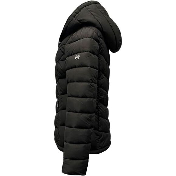 MICHAEL Michael Kors Hooded Packable Down Puffer Jacket Coat Zip Front Black S - Picture 2 of 4